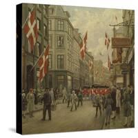 The Royal Danish Lifeguards Marching Through Ostergade, Copenhagen-Paul Fischer-Stretched Canvas