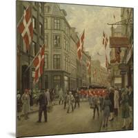 The Royal Danish Lifeguards Marching Through Ostergade, Copenhagen-Paul Fischer-Mounted Giclee Print