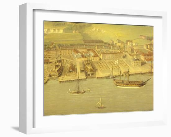 The Royal Dockyard at Woolwich, Near London, 1790-Nicholas Pocock-Framed Giclee Print