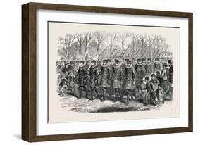 The Royal Drawingroom: Yeomen of the Guard Marching to Buckingham Palace Uk 1869-null-Framed Giclee Print