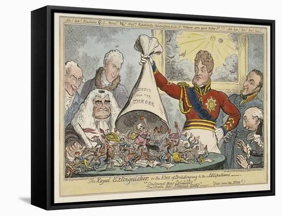 The Royal Extinguisher, or the King of Brobdingnag and the Lilliputians, 1821-George Cruikshank-Framed Stretched Canvas