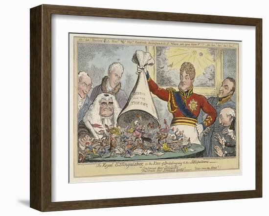 The Royal Extinguisher, or the King of Brobdingnag and the Lilliputians, 1821-George Cruikshank-Framed Giclee Print