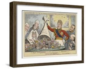 The Royal Extinguisher, or the King of Brobdingnag and the Lilliputians, 1821-George Cruikshank-Framed Giclee Print