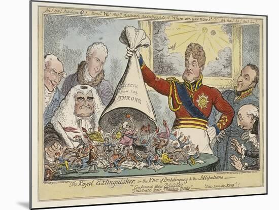 The Royal Extinguisher, or the King of Brobdingnag and the Lilliputians, 1821-George Cruikshank-Mounted Giclee Print