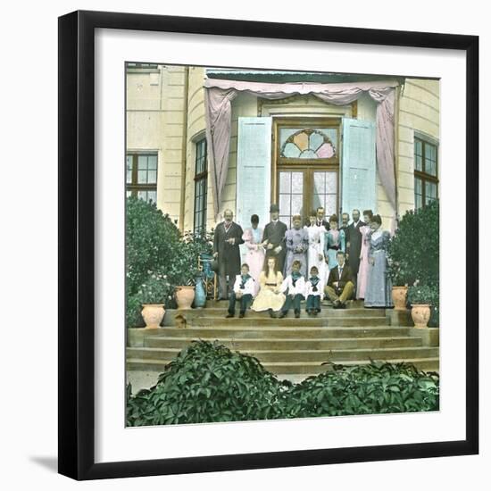 The Royal Family of Denmark at Bernstorff Castle, in Copenhagen, in the Centre-Leon, Levy et Fils-Framed Photographic Print