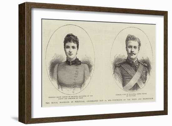 The Royal Marriage in Portugal, Celebrated 22 May 1886, Portraits of the Bride and Bridegroom-null-Framed Giclee Print