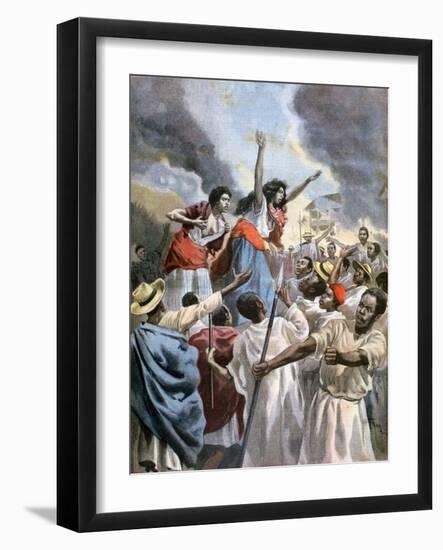 The Royal Princesses Preaching the Holy War in Madagascar, 1894-Oswaldo Tofani-Framed Giclee Print