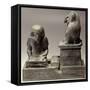 The Royal Scribe Nebmertuf Writing under the Protection of the Moon God Thoth-New Kingdom Egyptian-Framed Stretched Canvas