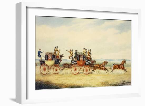 The Royal Union Coach Passing the Alexander Leeds Coach-James Pollard-Framed Giclee Print