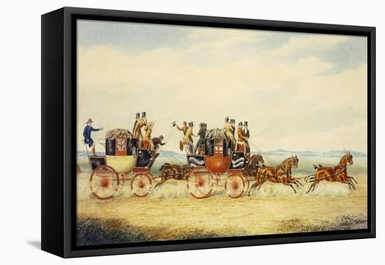 The Royal Union Coach Passing the Alexander Leeds Coach-James Pollard-Framed Stretched Canvas