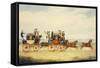 The Royal Union Coach Passing the Alexander Leeds Coach-James Pollard-Framed Stretched Canvas