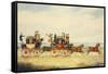 The Royal Union Coach Passing the Alexander Leeds Coach-James Pollard-Framed Stretched Canvas