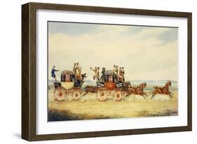 The Royal Union Coach Passing the Alexander Leeds Coach-James Pollard-Framed Giclee Print