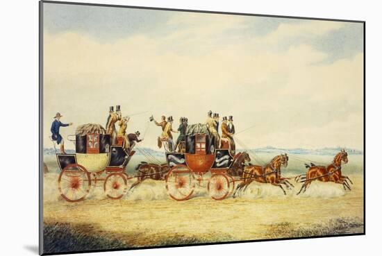 The Royal Union Coach Passing the Alexander Leeds Coach-James Pollard-Mounted Giclee Print