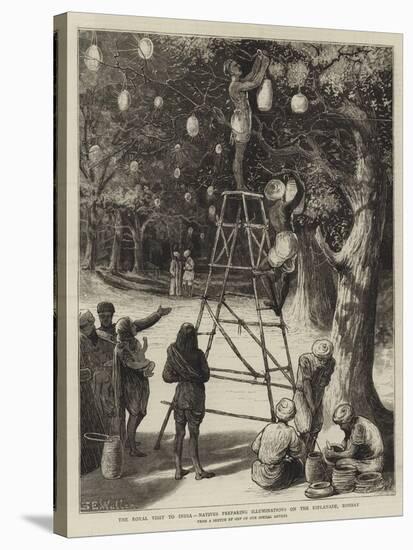 The Royal Visit to India, Natives Preparing Illuminations on the Esplanade, Bombay-Samuel Edmund Waller-Stretched Canvas