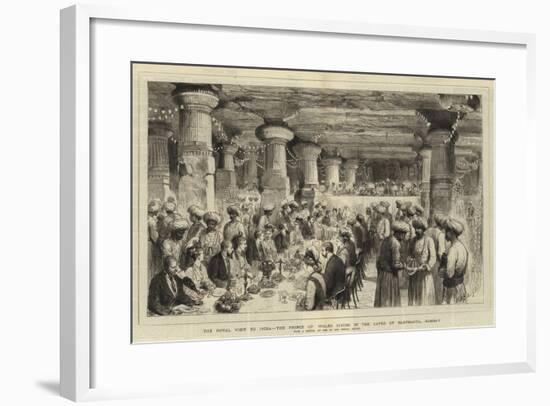 The Royal Visit to India, the Prince of Wales Dining in the Caves of Elephanta, Bombay-Henry William Brewer-Framed Giclee Print