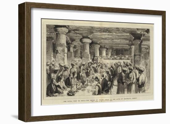 The Royal Visit to India, the Prince of Wales Dining in the Caves of Elephanta, Bombay-Henry William Brewer-Framed Giclee Print