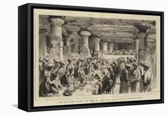 The Royal Visit to India, the Prince of Wales Dining in the Caves of Elephanta, Bombay-Henry William Brewer-Framed Stretched Canvas