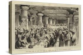 The Royal Visit to India, the Prince of Wales Dining in the Caves of Elephanta, Bombay-Henry William Brewer-Stretched Canvas