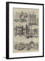 The Royal Visit to Sheffield, Triumphal Arches-null-Framed Giclee Print