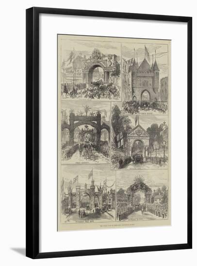 The Royal Visit to Sheffield, Triumphal Arches-null-Framed Giclee Print