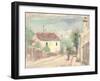 The Rue De L'hermitage, Pontoise, 1873-75 (W/C, Pencil & Gouache on Wove Paper)-Camille Pissarro-Framed Giclee Print