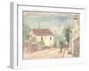 The Rue De L'hermitage, Pontoise, 1873-75 (W/C, Pencil & Gouache on Wove Paper)-Camille Pissarro-Framed Giclee Print