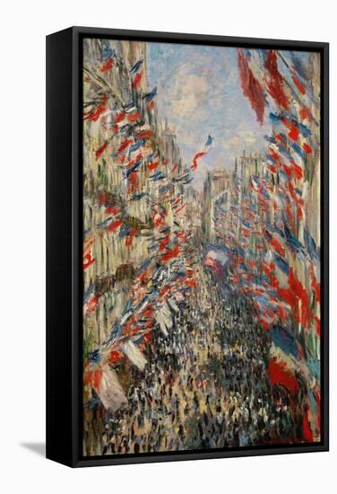 The Rue Montorgueil In Paris. Celebration of 30 June 1878, 1878-Claude Monet-Framed Stretched Canvas