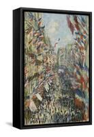The Rue Montorgueil in Paris, Celebration of June 30, 1878, 1878-Claude Monet-Framed Stretched Canvas