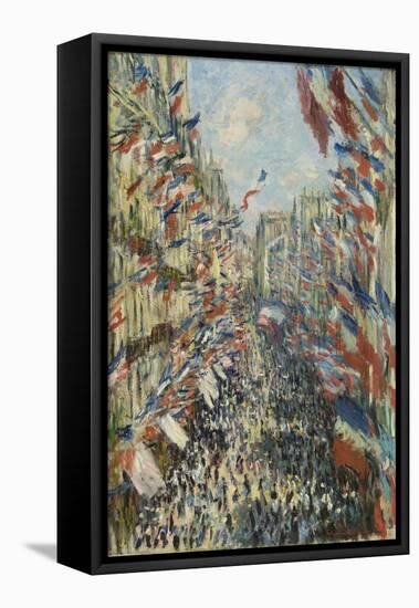 The Rue Montorgueil in Paris, Celebration of June 30, 1878, 1878-Claude Monet-Framed Stretched Canvas