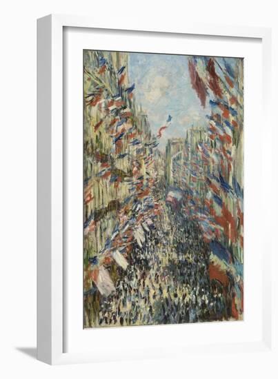 The Rue Montorgueil in Paris, Celebration of June 30, 1878, 1878-Claude Monet-Framed Giclee Print