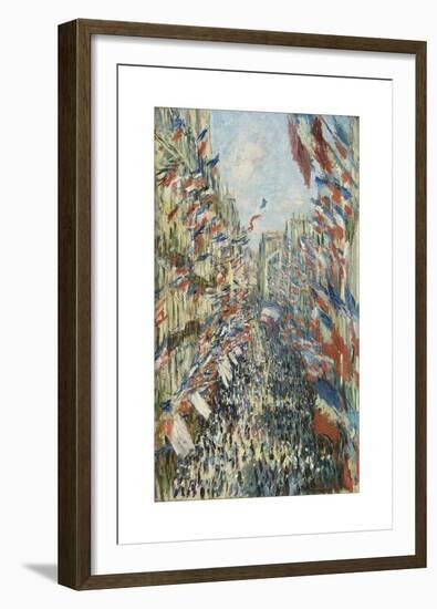 The Rue Montorgueil in Paris Celebration of June 30, 1878-Claude Monet-Framed Giclee Print