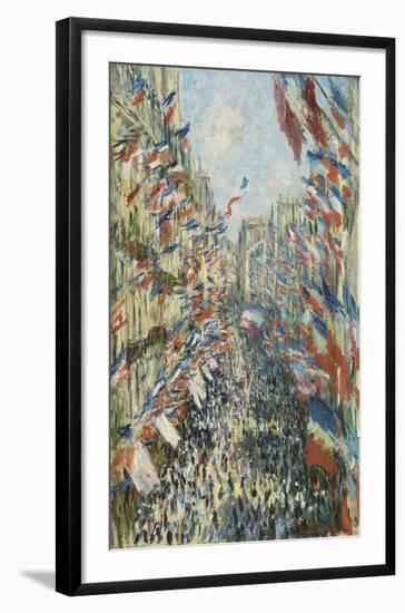 The Rue Montorgueil in Paris Celebration of June 30, 1878-Claude Monet-Framed Giclee Print