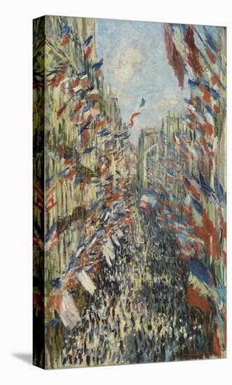 The Rue Montorgueil in Paris Celebration of June 30, 1878-Claude Monet-Stretched Canvas