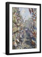 The Rue Montorgueil in Paris, Celebration of June 30, 1878-Claude Monet-Framed Giclee Print