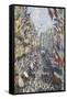 The Rue Montorgueil in Paris, Celebration of June 30, 1878-Claude Monet-Framed Stretched Canvas