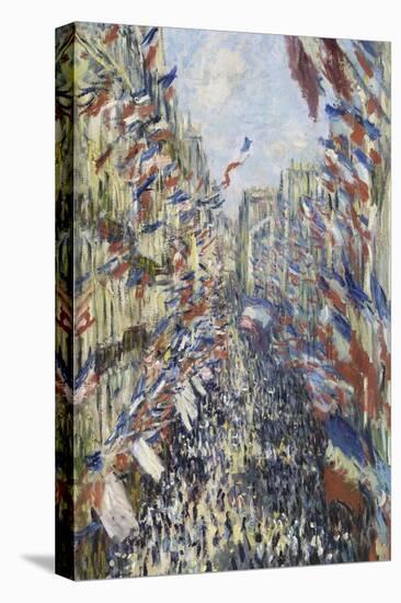 The Rue Montorgueil in Paris, Celebration of June 30, 1878-Claude Monet-Stretched Canvas