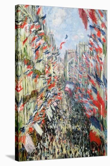 The Rue Montorgueil, Paris, Celebration of June 30, 1878-Claude Monet-Stretched Canvas