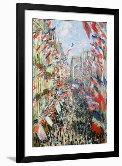 The Rue Montorgueil, Paris, Celebration of June 30, 1878-Claude Monet-Framed Giclee Print