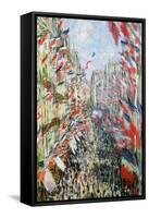 The Rue Montorgueil, Paris, Celebration of June 30, 1878-Claude Monet-Framed Stretched Canvas