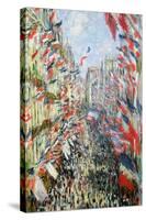 The Rue Montorgueil, Paris, Celebration of June 30, 1878-Claude Monet-Stretched Canvas