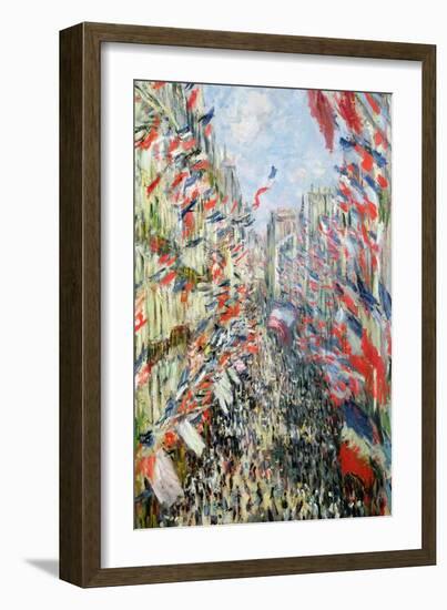 The Rue Montorgueil, Paris, Celebration of June 30, 1878-Claude Monet-Framed Giclee Print