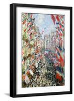 The Rue Montorgueil, Paris, Celebration of June 30, 1878-Claude Monet-Framed Giclee Print