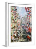 The Rue Montorgueil, Paris, Celebration of June 30, 1878-Claude Monet-Framed Giclee Print