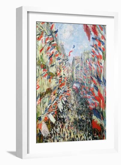 The Rue Montorgueil, Paris, Celebration of June 30, 1878-Claude Monet-Framed Giclee Print