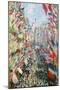 The Rue Montorgueil, Paris, Celebration of June 30, 1878-Claude Monet-Mounted Giclee Print