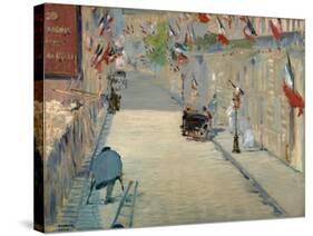 The Rue Mosnier with Flags-Edouard Manet-Stretched Canvas