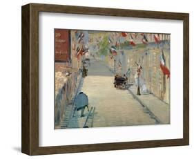 The Rue Mosnier with Flags-Edouard Manet-Framed Giclee Print