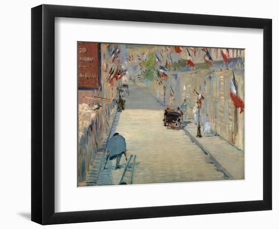 The Rue Mosnier with Flags-Edouard Manet-Framed Giclee Print