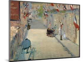 The Rue Mosnier with Flags-Edouard Manet-Mounted Giclee Print